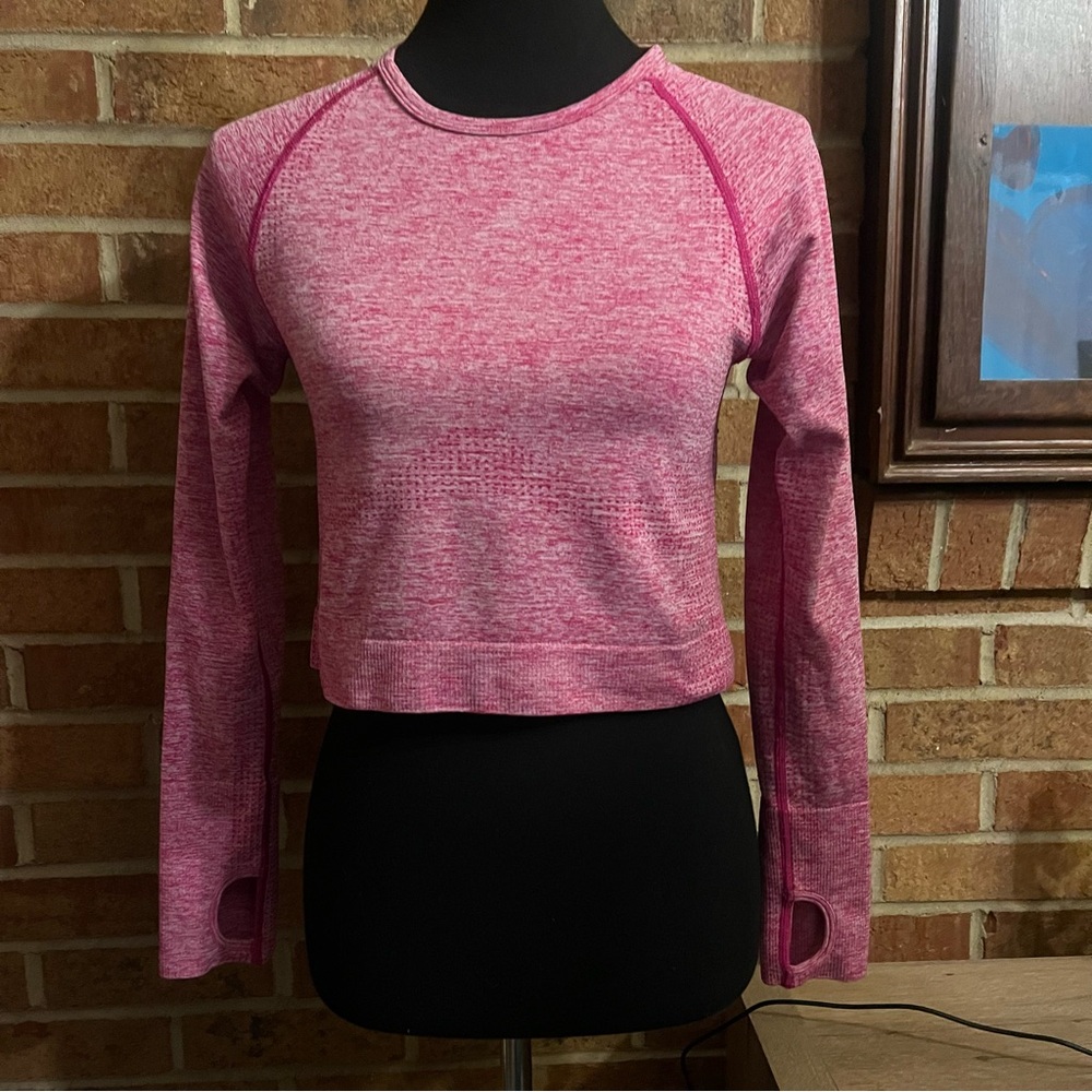 Victoria's Secret PINK Women L Active Seamless Long Sleeve Cropped Top Gym